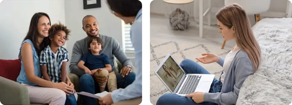 A family and individual getting counseling