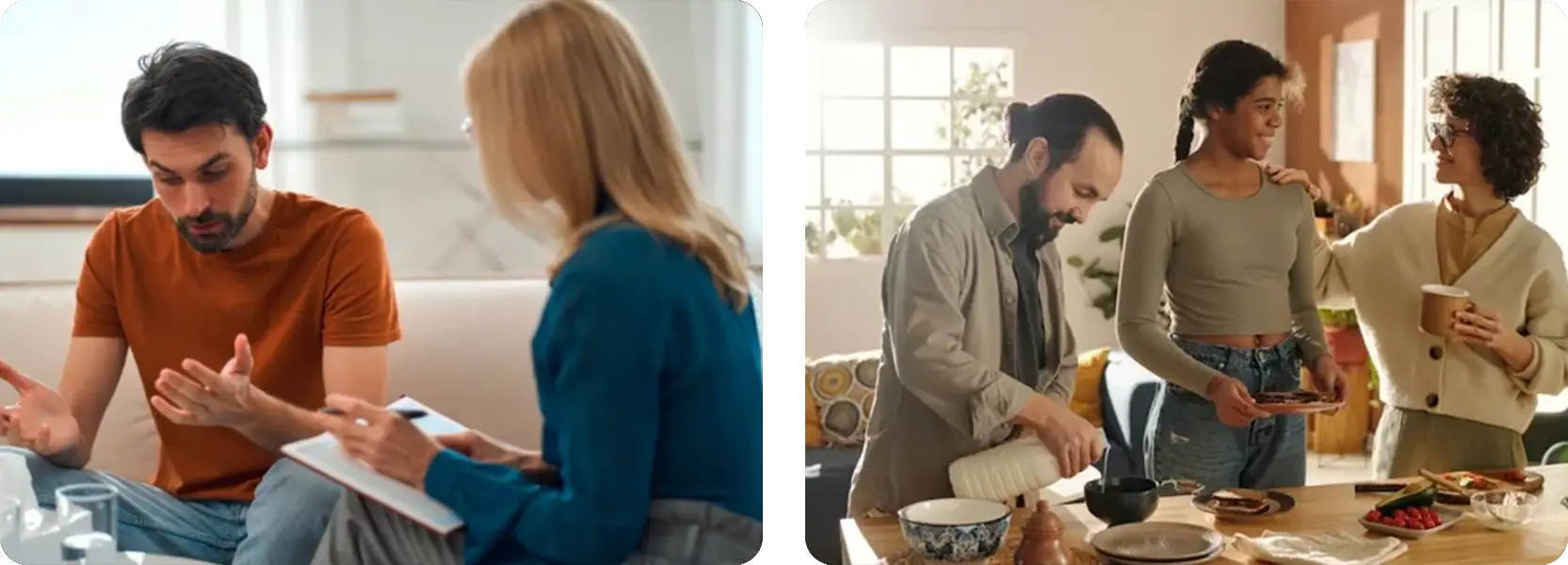 Clients in counseling and with family