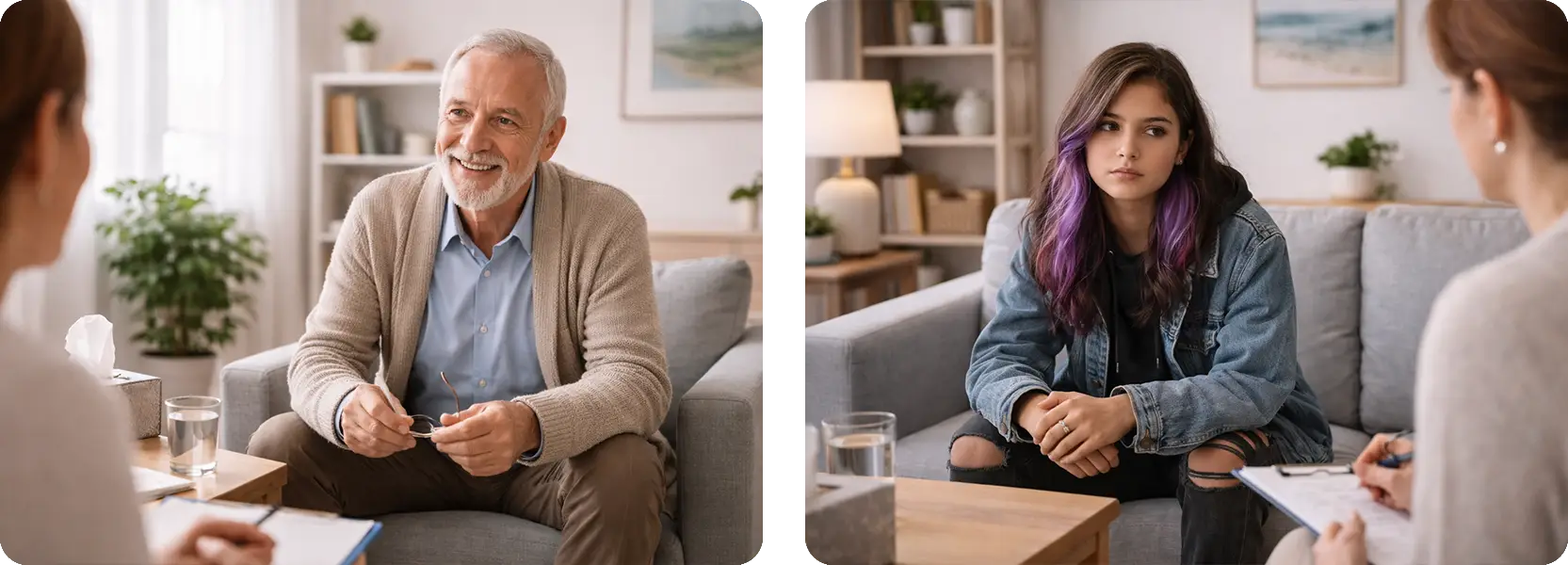 Older man and teenager in counseling